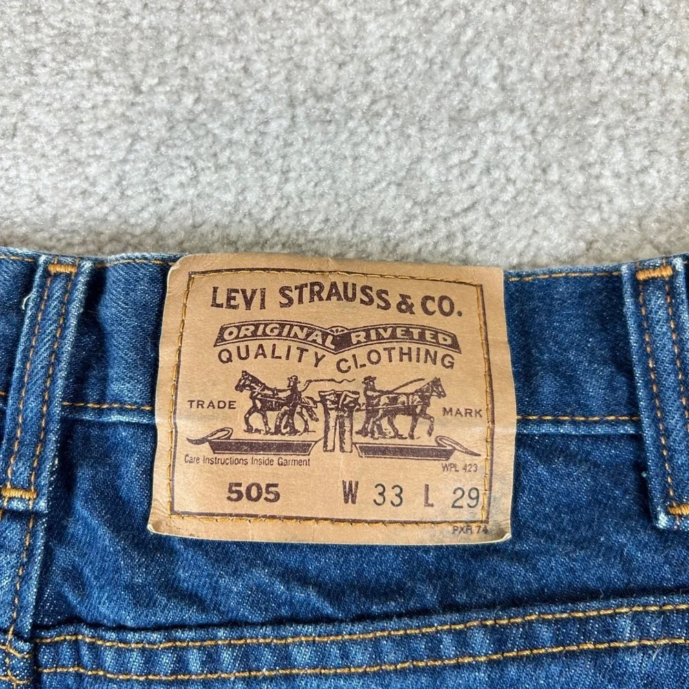 Vintage 90s Levi's 505 Jeans Mens 33x29 Dark Wash Orange Tab Fits 31x26 Straight